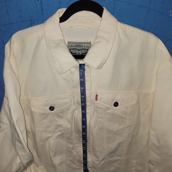 LEVI'S Men's White/Ivory Denim Trucker Button/Zip Jacket NWT - Picture 5 of 15